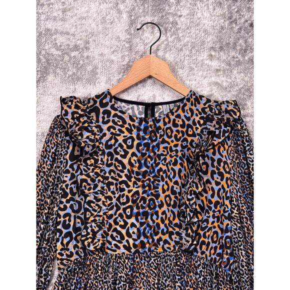 Anthropologie Top Medium Womens Blank London Leopard Print Long Sleeve Blouse - Picture 2 of 8